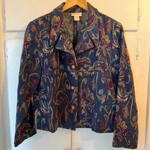 Draper's & Damon's Tapestry Blazer Jacket, Petite XL, Blue Floral